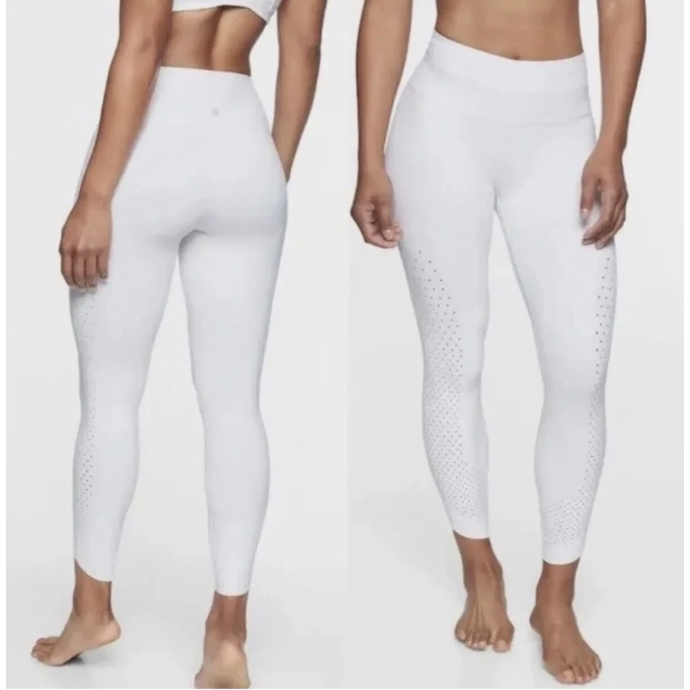 Athleta Fearless Chakra 7/8 Tight Leggings XLT Laser-Cut White Athleisure Yoga